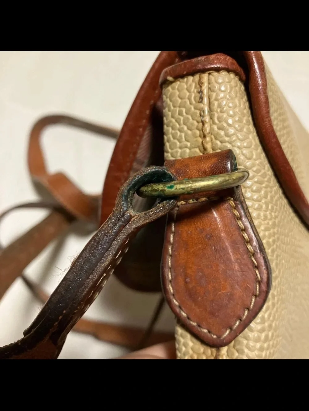 Mulberry Beige and Brown Leather-Trim Crossbody Bag